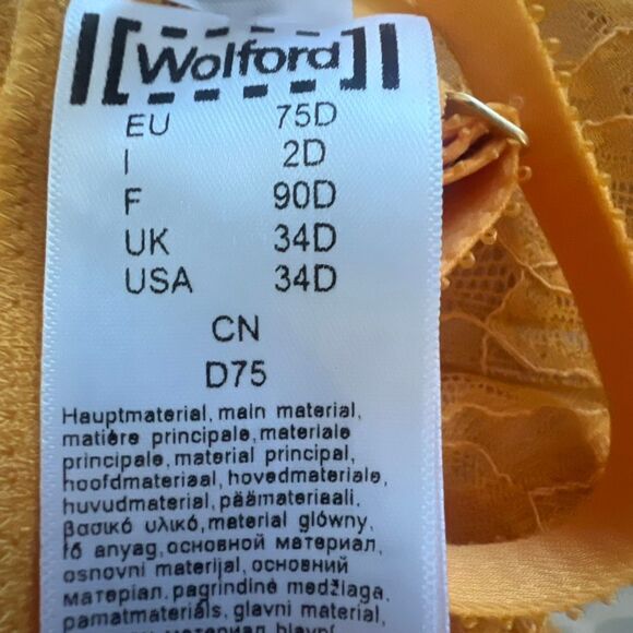 NWT Wolford Magnolia Lace Push-Up Demi Bra Mango Yellow 75D / 34D - Picture 10 of 11